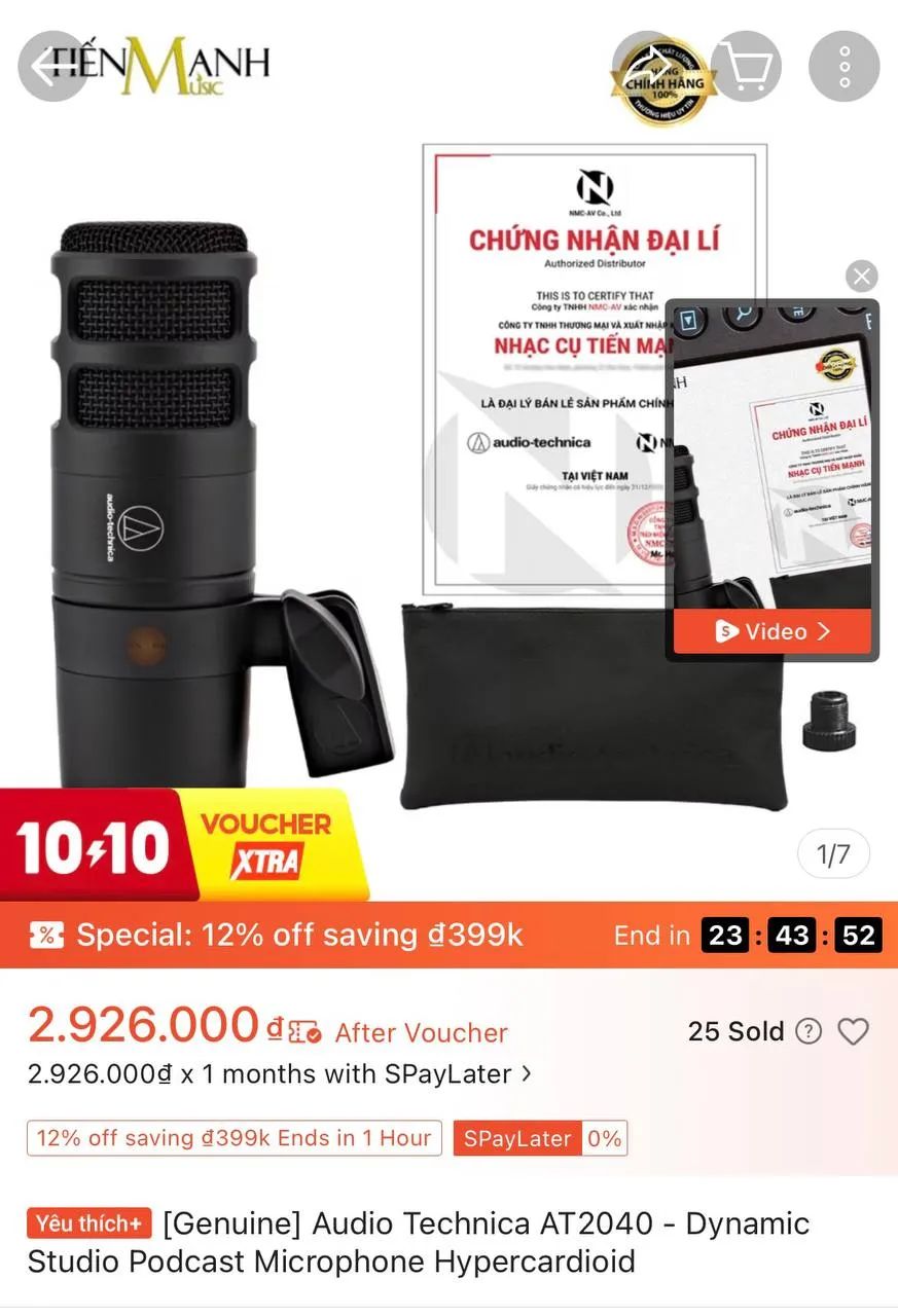 🎙️Продам микрофон Audio-Technica AT2040 XLR🎙️